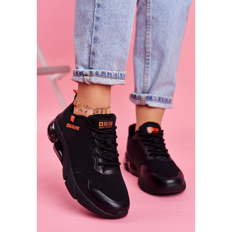 Tênis feminino esportivo Big Star preto FF274946 laranja 1