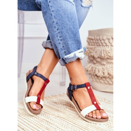 EVE Sandálias femininas em formato liso 8SD35-0306 Azul marinho Dubi marrom azul-marinho 2