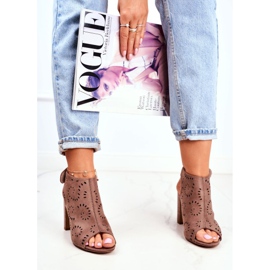 EVE Sandálias femininas com salto aberto Velcro Khaki Regras cáqui 1