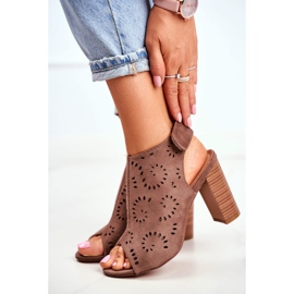 EVE Sandálias femininas com salto aberto Velcro Khaki Regras cáqui 2