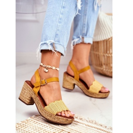 EVE Sandálias femininas Fobi amarelas com salto alto amarelo 1