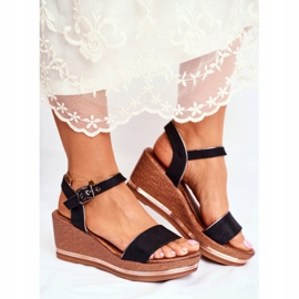 EVE Sandálias femininas com cunha preta Monroe preto 2