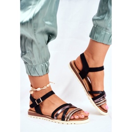 EVE Sandálias femininas totalmente pretas - Replay preto 2