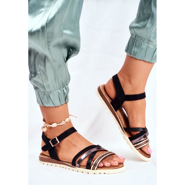 EVE Sandálias femininas totalmente pretas - Replay preto 2