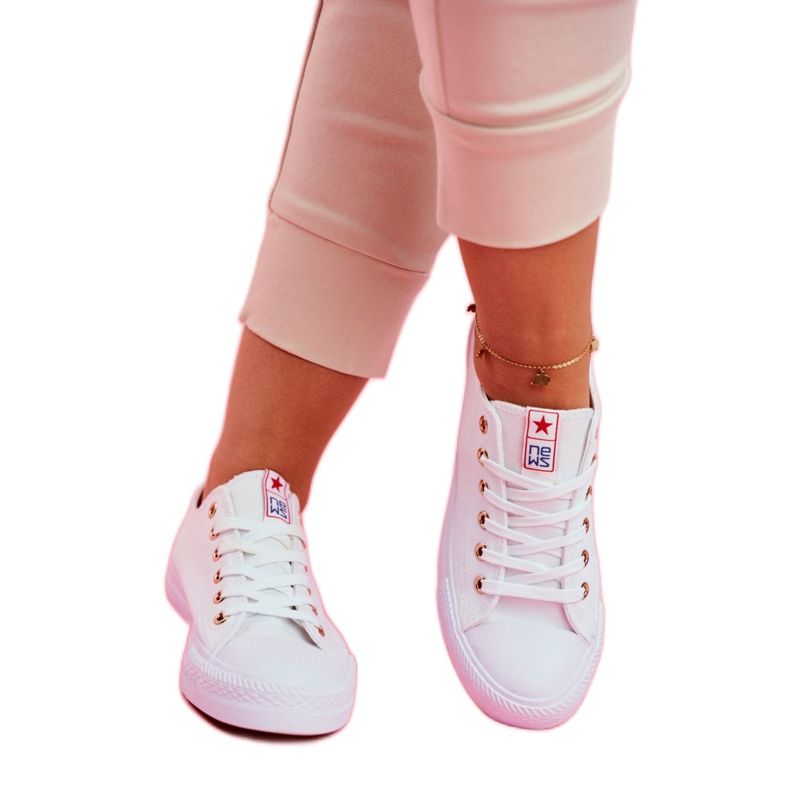 NEWS Tênis feminino tecido baixo branco Ecoma 2