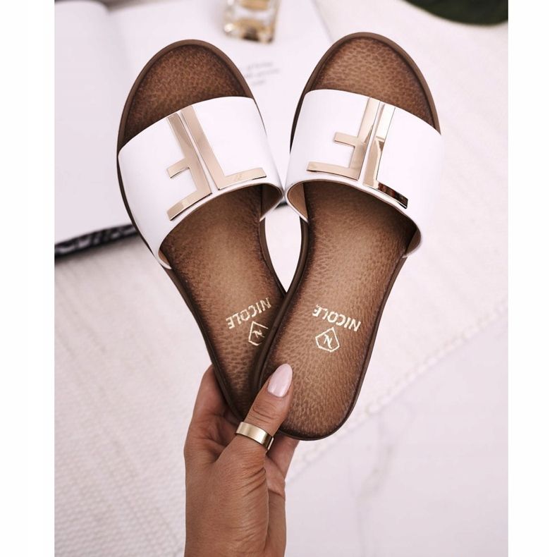 Chinelos Elegantes Femininos Branco Nicole Dilmah 2