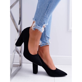 SEA Sapatos femininos de salto alto camurça preto morango 2