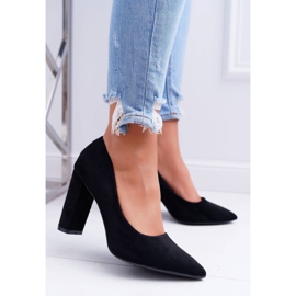 SEA Sapatos femininos de salto alto camurça preto morango 1