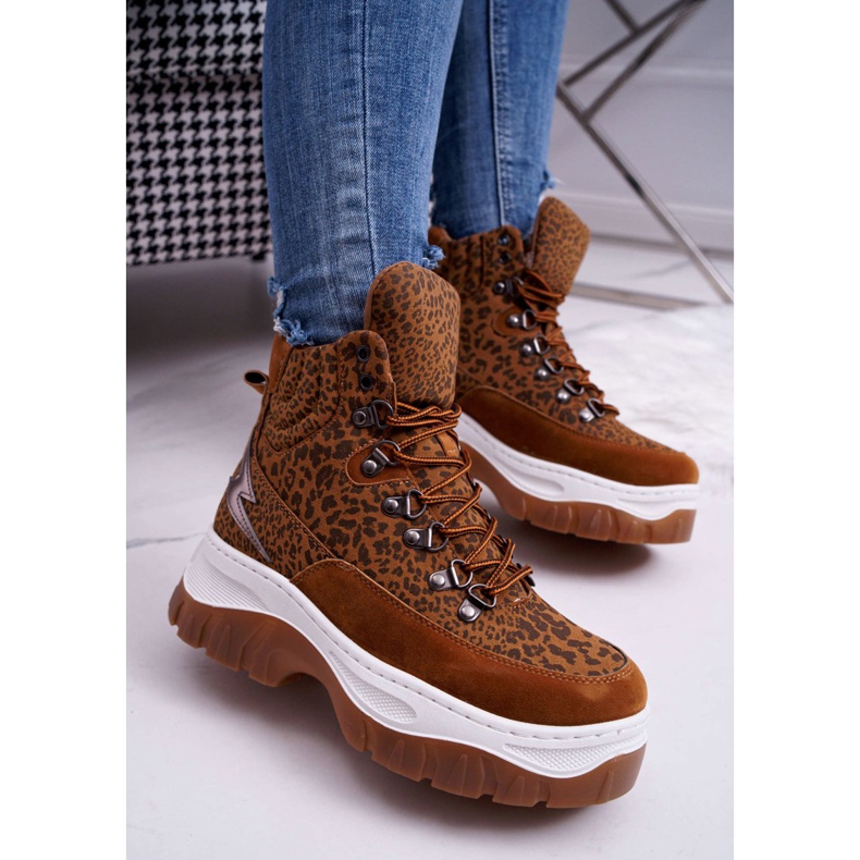 SEA Tênis de trekking feminino Trappers Leopard Greem castanho 2