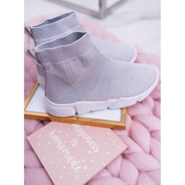 FRROCK Calçados infantis esportivos juvenis de brocado prata Deva cinza 2