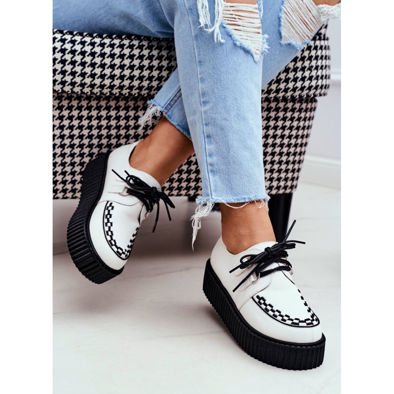 Smith's Creepers de couro branco na plataforma Gocain 2