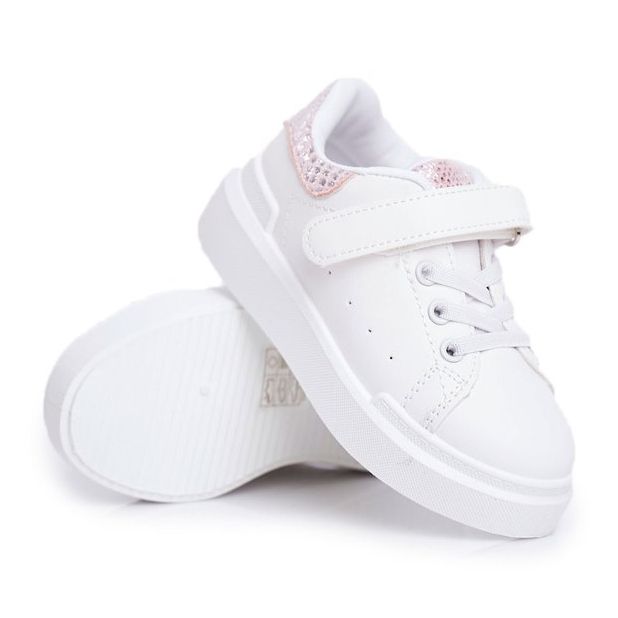 FRROCK Calçado desportivo infantil Ilonka branco com velcro rosa 1