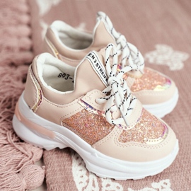 FRROCK Calçado desportivo infantil com purpurina rosa matylda 1