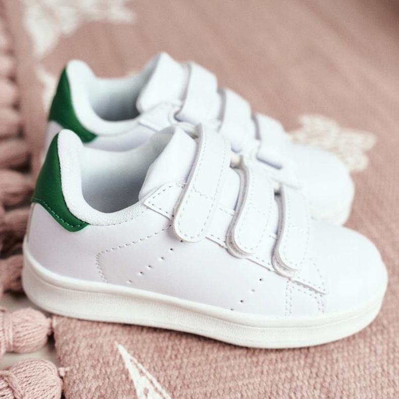 FRROCK Calçado desportivo infantil jovem branco Fifi Velcro verde 1