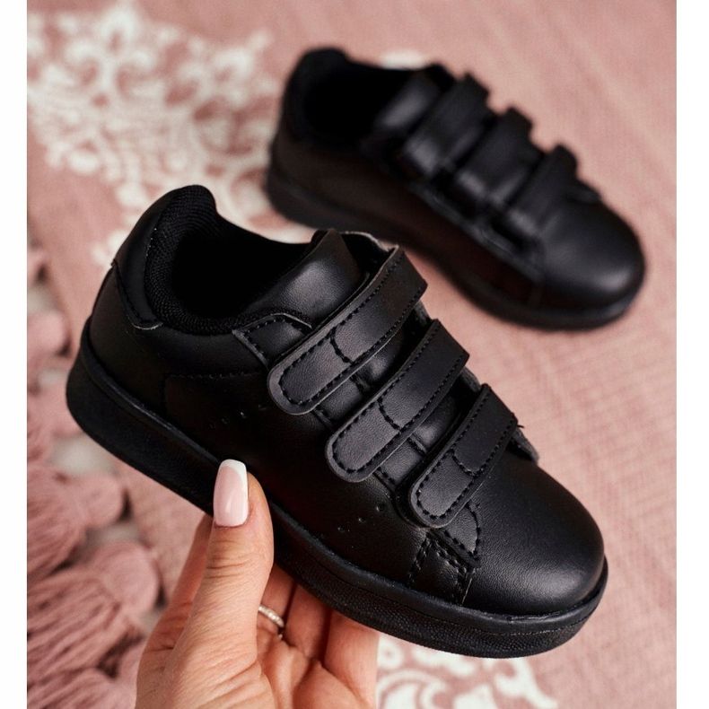 FRROCK Calçado desportivo infantil juvenil Fifi preto com velcro 1