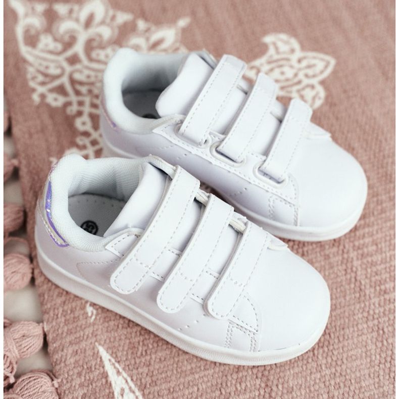 FRROCK Calçado desportivo infantil juvenil com velcro branco e prata Fifi 1