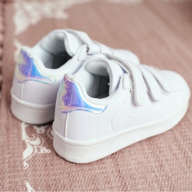 FRROCK Calçado desportivo infantil juvenil com velcro branco e prata Fifi 2