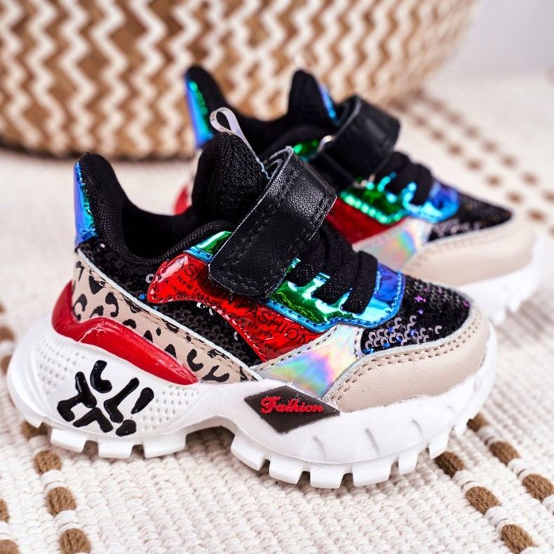 FRROCK Calçados infantis esportivos com velcro preto Be Happy multicolorido 2 FRROCK Calçados infantis esportivos com velcro preto Be Happy multicolorido 2