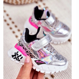 FRROCK Calçado desportivo infantil com velcro prateado Be Happy cinza 2