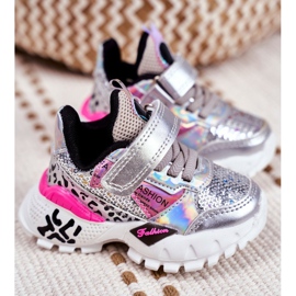 FRROCK Calçado desportivo infantil com velcro prateado Be Happy cinza 1