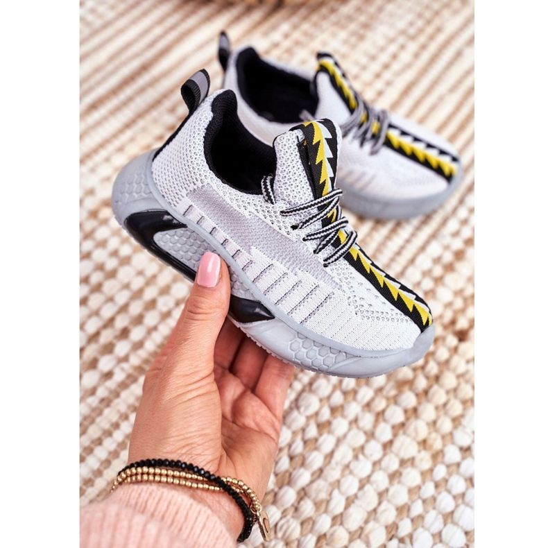 FRROCK Calçados Esportivos Infantis Cinza e Branco Stitch 1