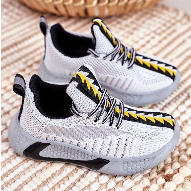 FRROCK Calçados Esportivos Infantis Cinza e Branco Stitch 2