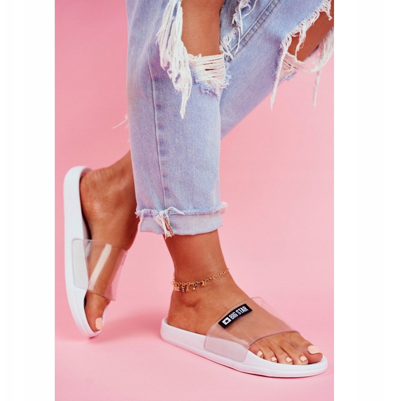 Chinelos femininos Big Star Branco Transparente DD274A258 2