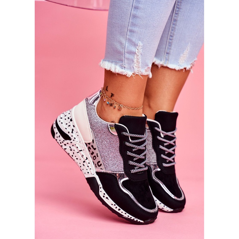 Sapatos esportivos femininos com sola grossa preta Nokien preto 1