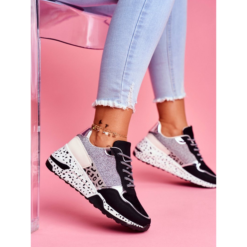 Sapatos esportivos femininos com sola grossa preta Nokien preto 2