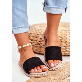 FRJ Chinelos clássicos de camurça preta olhe para mim preto 2