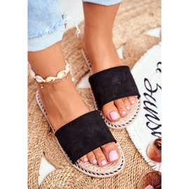 FRJ Chinelos clássicos de camurça preta olhe para mim preto 1