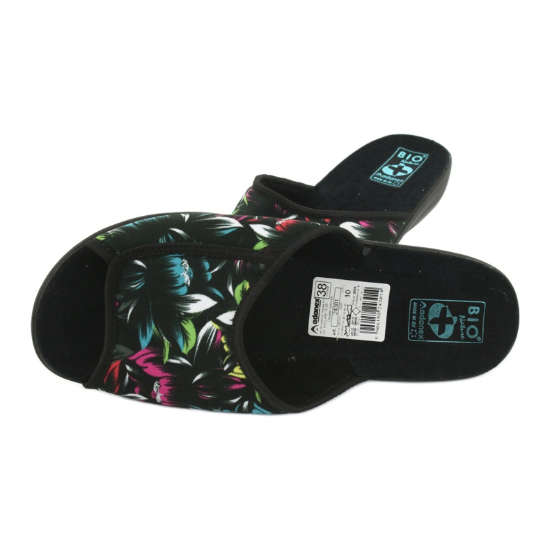 Chinelos femininos de flores Adanex 24301 preto azul rosa verde 4