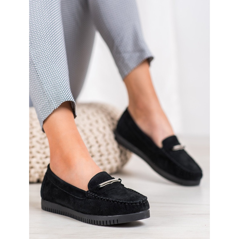 Filippo Mocassins de couro na plataforma preto 1