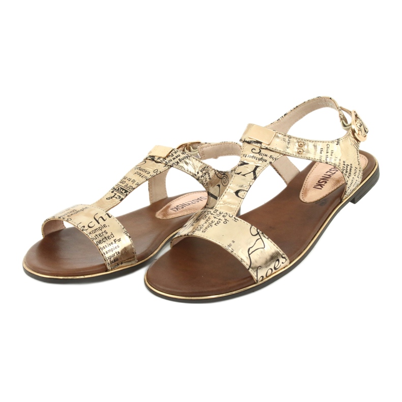 M.Daszyński Jornal de sandálias douradas Daszyński MR1583-7 preto amarelo 4