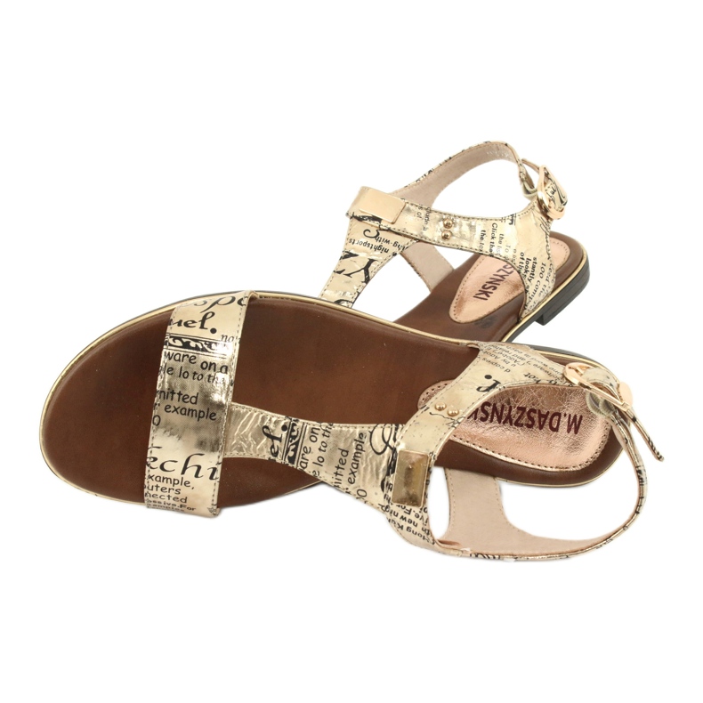 M.Daszyński Jornal de sandálias douradas Daszyński MR1583-7 preto amarelo 5