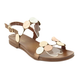 M.Daszyński Sandálias de rodas douradas Daszyński MR1958-1 castanho prata dourado 1