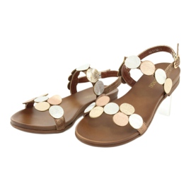 M.Daszyński Sandálias de rodas douradas Daszyński MR1958-1 castanho prata dourado 3