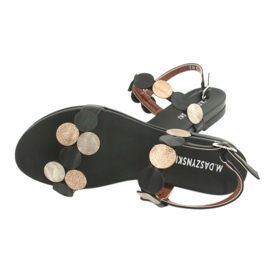 M.Daszyński Sandálias pretas com anéis dourados Daszyński MR1958-1 preto amarelo 4 M.Daszyński Sandálias pretas com anéis dourados Daszyński MR1958-1 preto amarelo 4