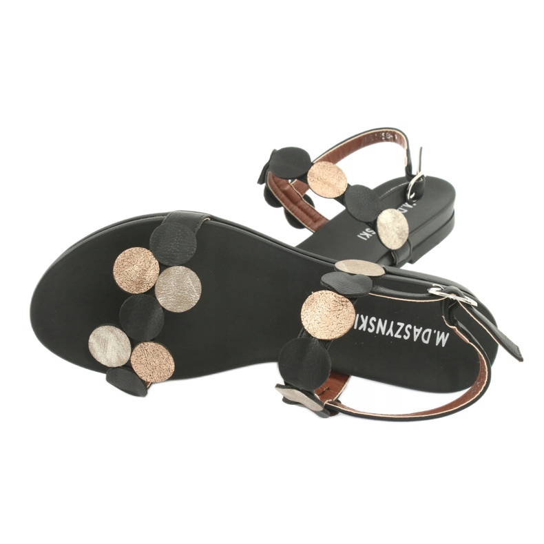 M.Daszyński Sandálias pretas com anéis dourados Daszyński MR1958-1 preto amarelo 4 M.Daszyński Sandálias pretas com anéis dourados Daszyński MR1958-1 preto amarelo 4