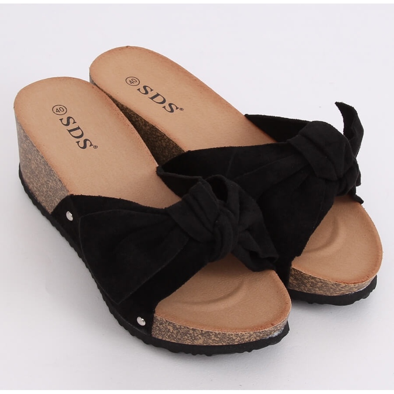 Chinelos pretos de cunha 7862-KL pretos 1