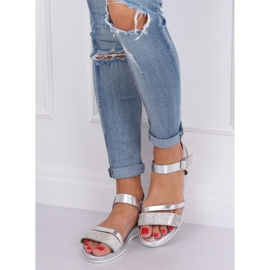 Sandálias femininas prateadas D-118 prateadas cinza 1