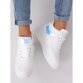 Sapatos esportivos brancos, salto em cunha 85-429 BRANCO / PRATA 1