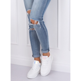 Sapatos esportivos brancos, salto em cunha 85-429 BRANCO / PRATA 2