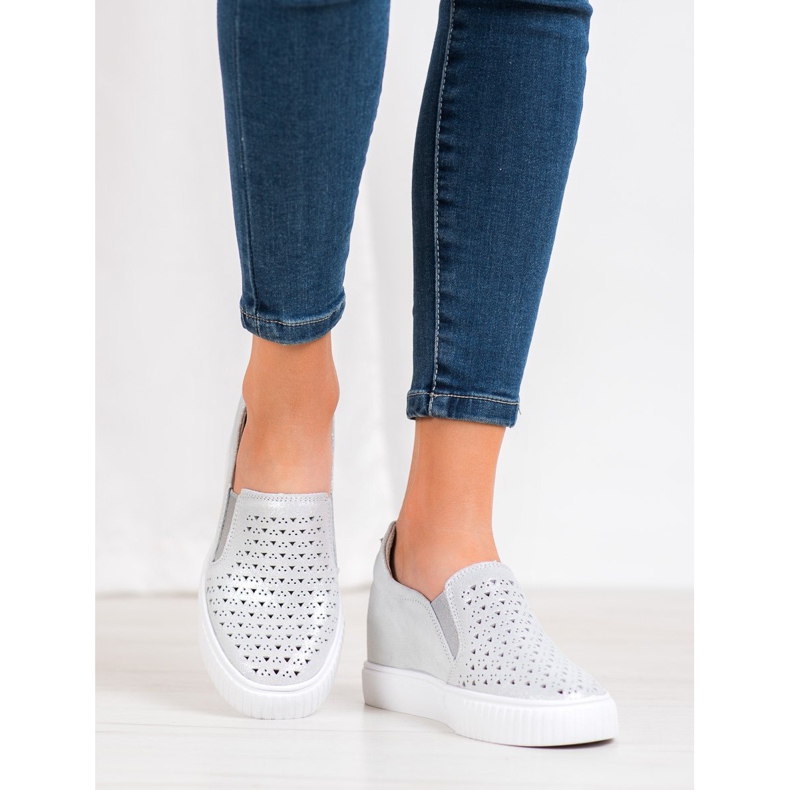 Filippo Slipons de couro em cunha cinza 2