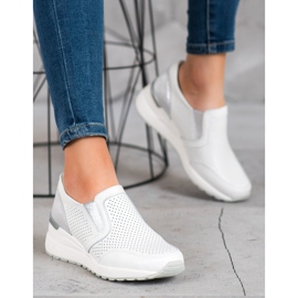 Filippo Slipons de couro a céu aberto branco cinza 2