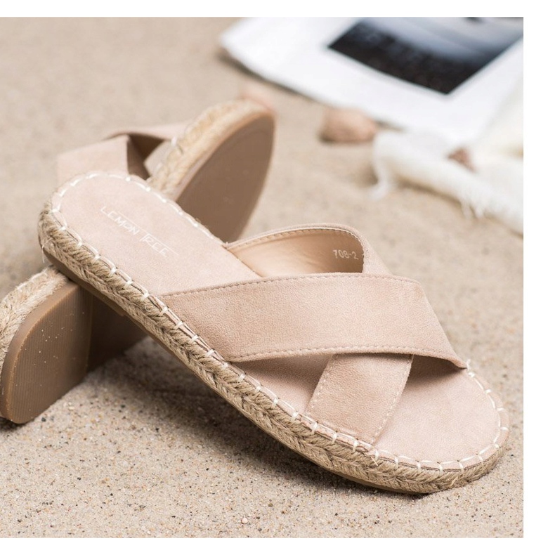 SHELOVET Chinelos confortáveis ​​de camurça bege 1