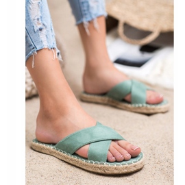 SHELOVET Chinelos confortáveis ​​de camurça verde 1