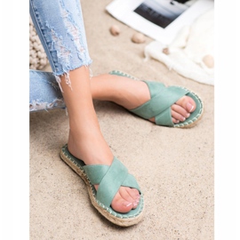 SHELOVET Chinelos confortáveis ​​de camurça verde 2