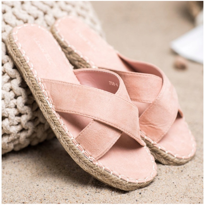 SHELOVET Chinelos confortáveis ​​de camurça rosa 2