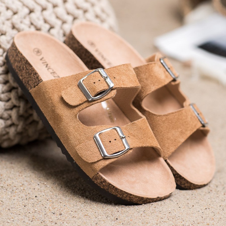 Chinelos VINCEZA com fivela marrom 1